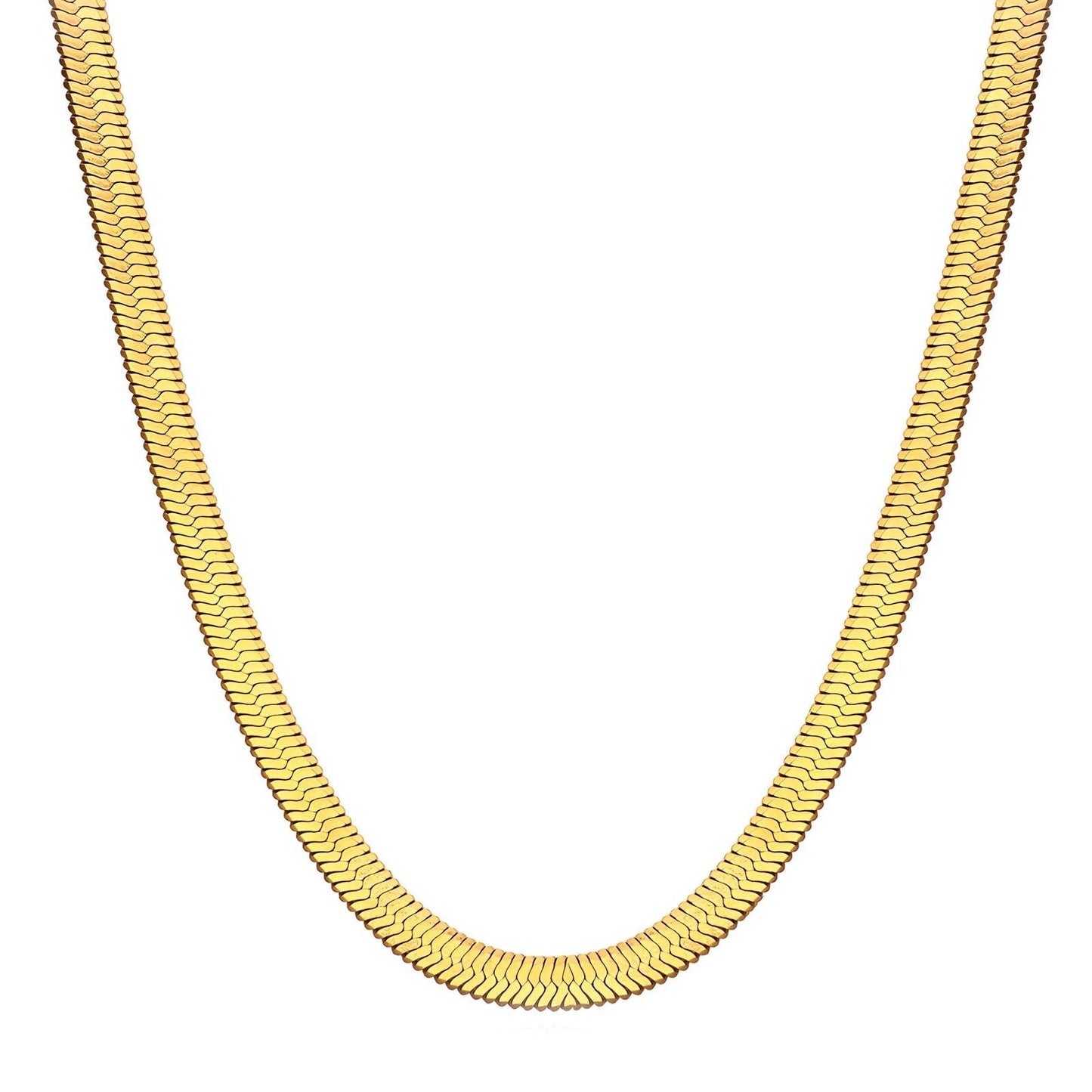 18K Gold Plated Stainless Steel, Herringbone Gold necklace, Intensity